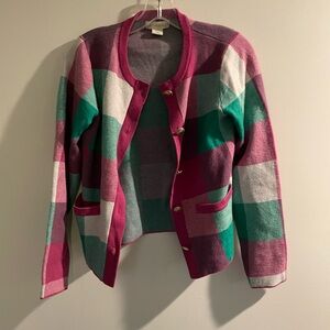 Cynthia Rowley Pink and Green Knit Sweater